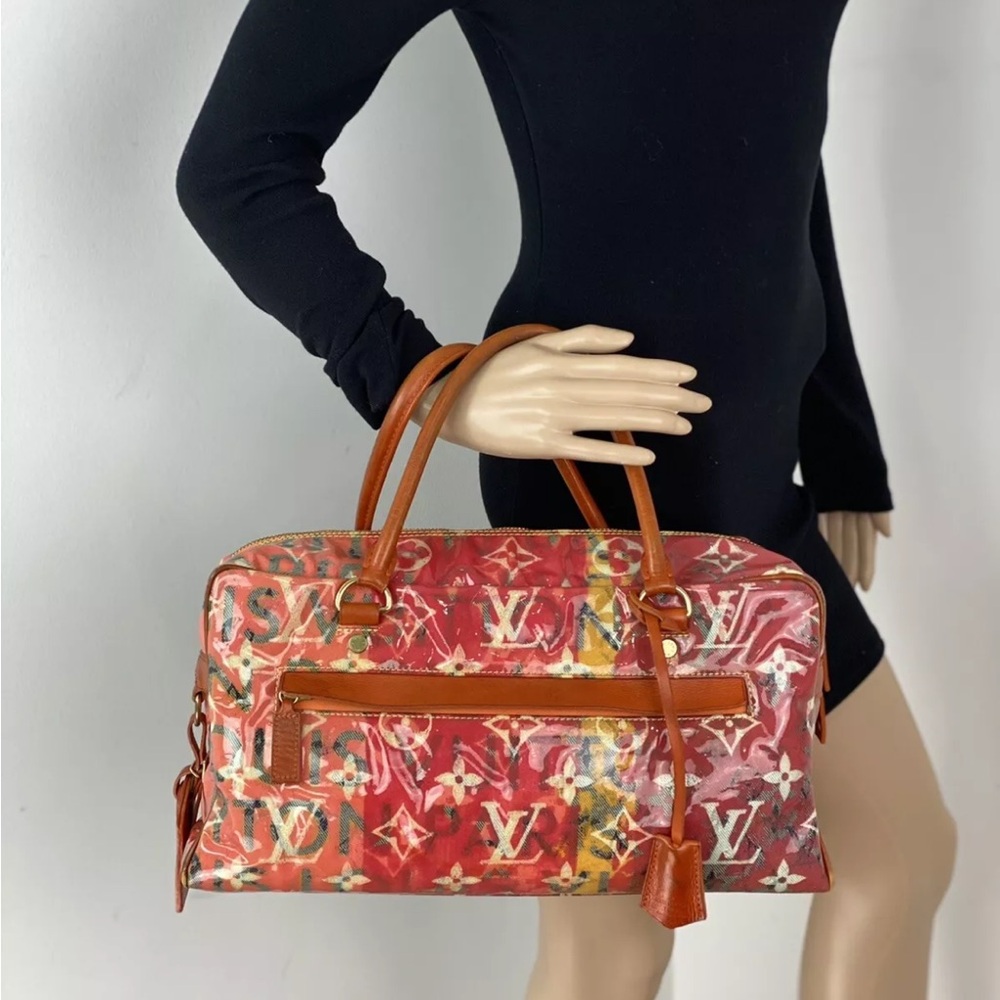 LOUIS VUITTON Travel Richard Prince Pink Denim Weekender PM Bag Luggage